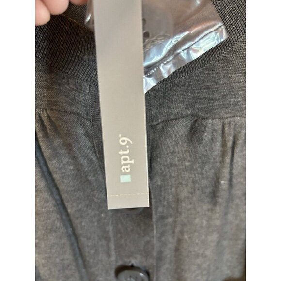 Apt 9 Womens Cardigan Sweater Small Ruched Sleeves Big Buttons NWT Heather Gray - Picture 5 of 9